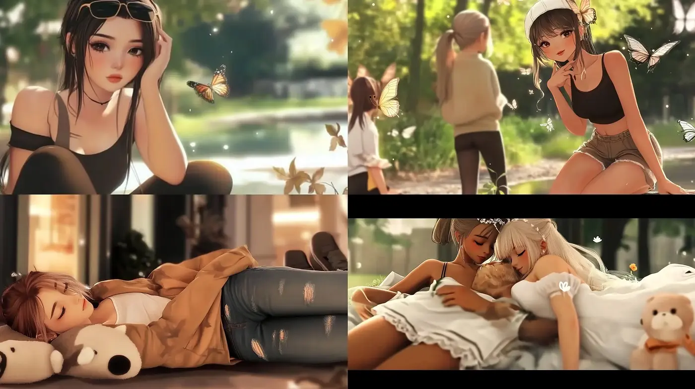 Golden Hour Anime Elegance with a Touch of Photorealism and Whimsy - Midjourney sref style
