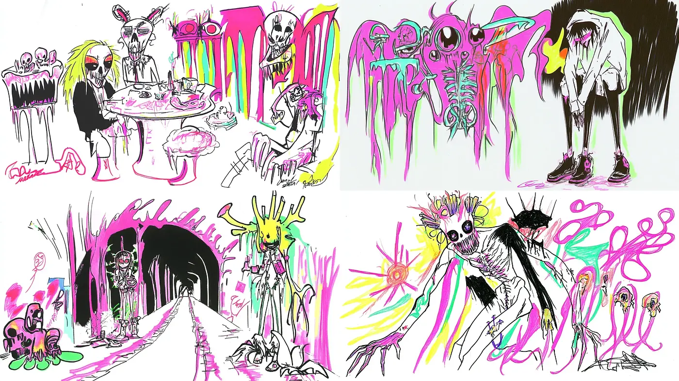 Surreal Neon Graffiti Fusion - Midjourney sref style