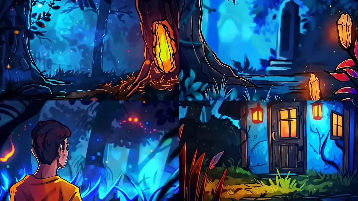 Enchanted Illustrative Dreamscape with Vivid Luminescence - Midjourney sref style