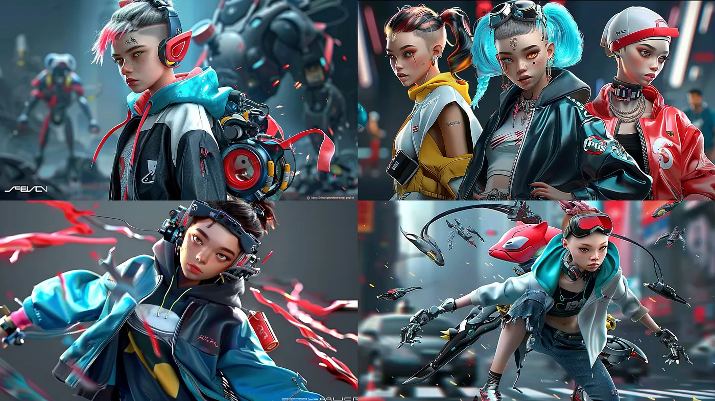 Futuristic Cyberpunk Verve: A Vivid and Dynamic Digital Art Exploration - Midjourney sref style