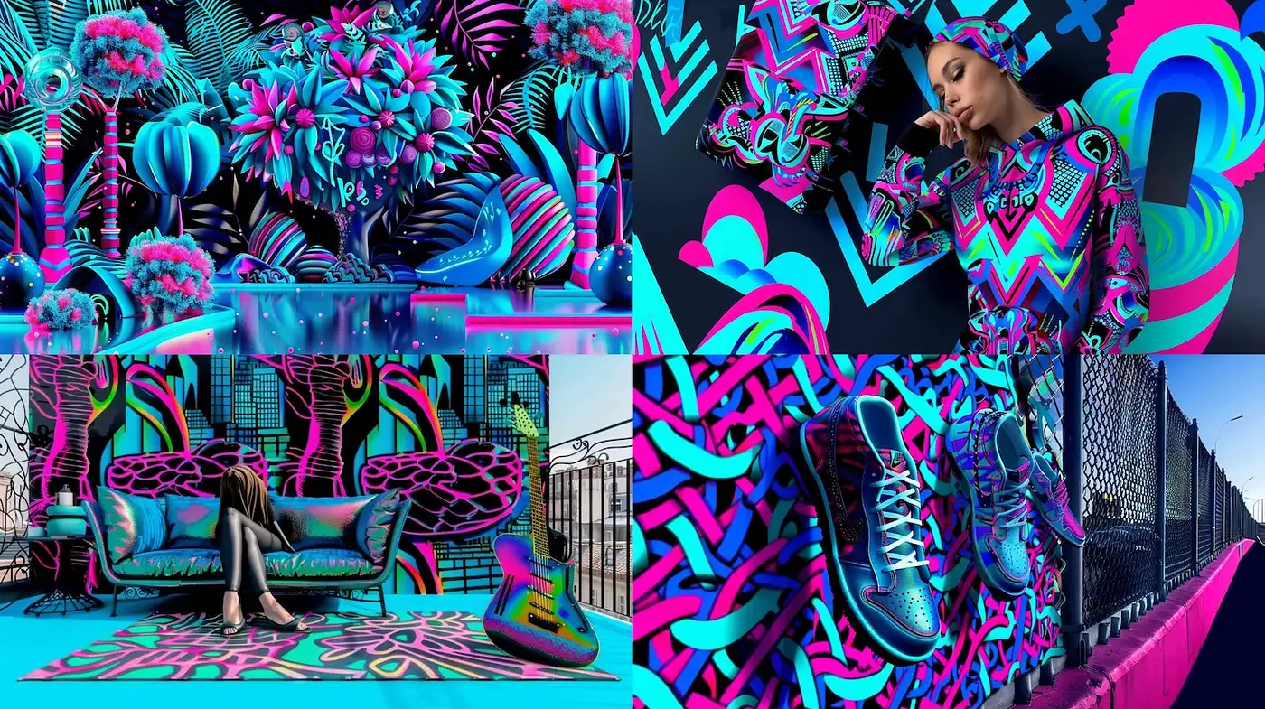 Vibrant and Energetic Geometric Pop Art Aesthetic - Midjourney sref style