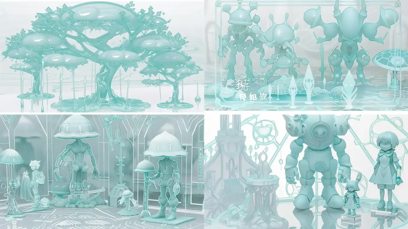 Futuristic and Playful Sci-Fi Aesthetic with a Transparent Quality - Midjourney sref style