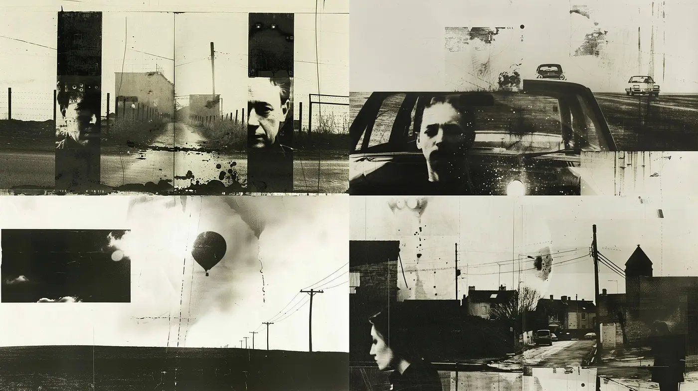 Monochromatic Grunge Montage: Echoes of Evocative Nostalgia - Midjourney sref style