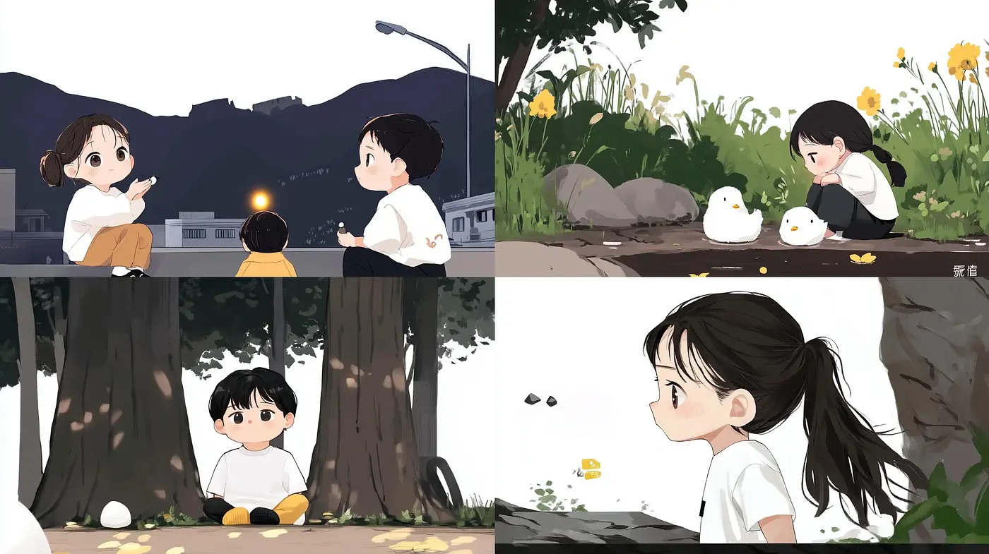Serene Childhood Reflections in Anime-Inspired Illustration - Midjourney sref style
