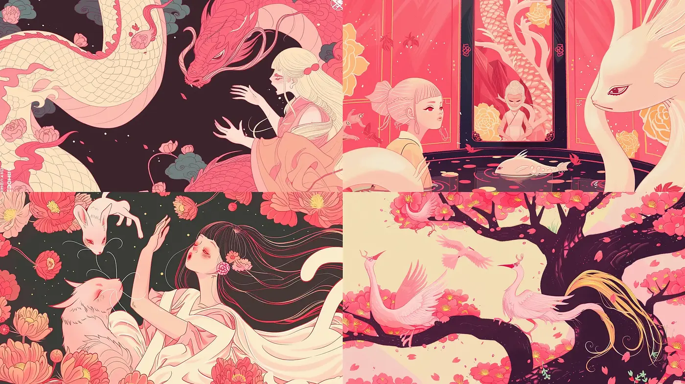 Ethereal Mythological Elegance: A Whimsical Fusion of Myth and Nature - Midjourney sref style