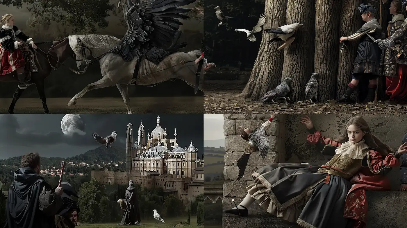 Dramatic and Enigmatic Historical Fantasy with a Cinematic Touch - Midjourney sref style