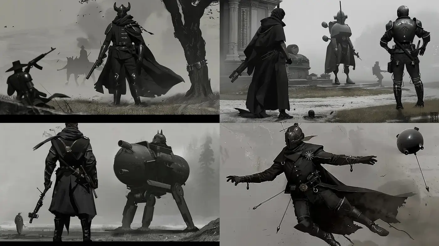 Dark and Atmospheric Steampunk Fantasy with a Gritty Aesthetic - Midjourney sref style