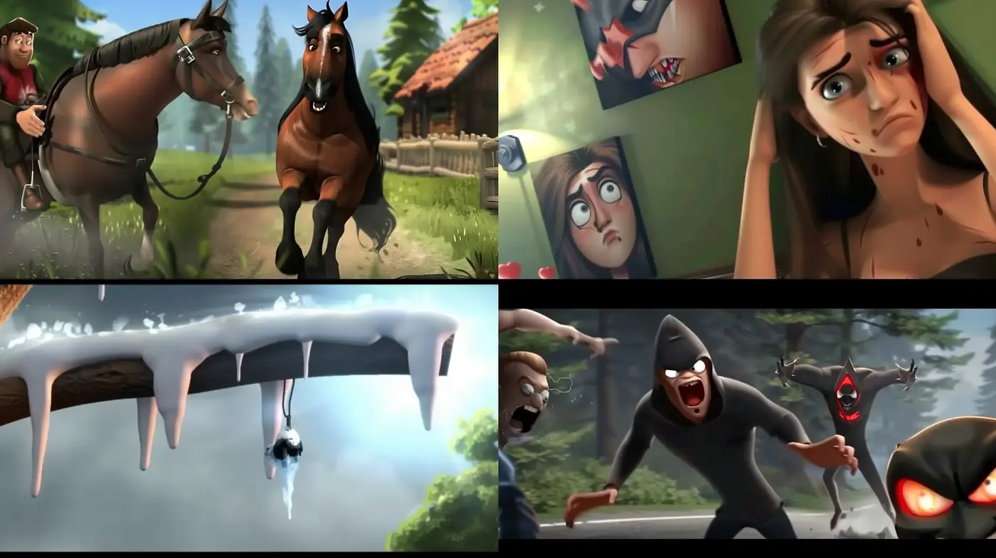 Whimsical Animation Fusion with Moody Color Schemes - Midjourney sref style