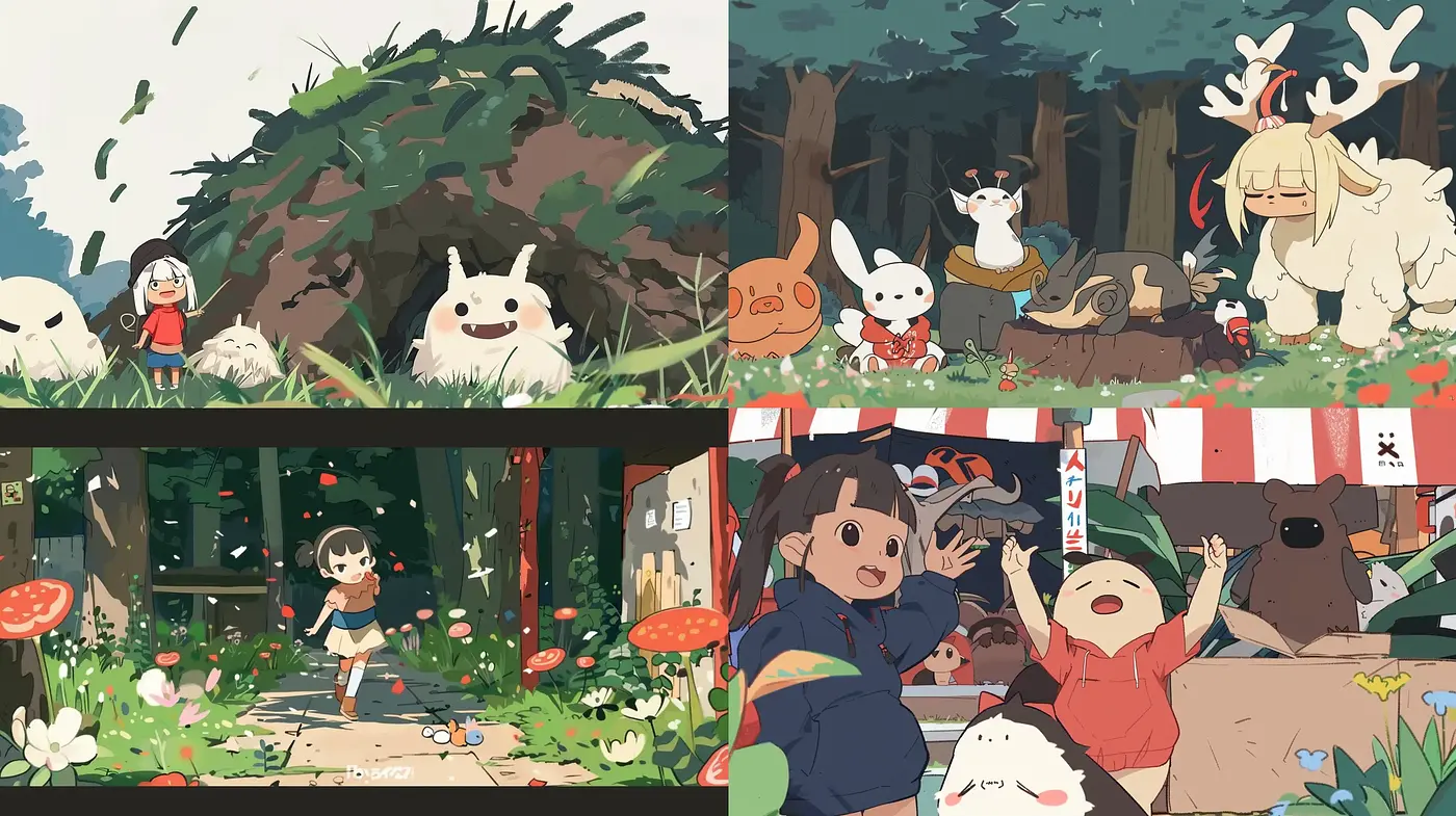Enchanting Storybook Whimsy: A Consistent Palette in an Animated Forest Dreamscape - Midjourney sref style
