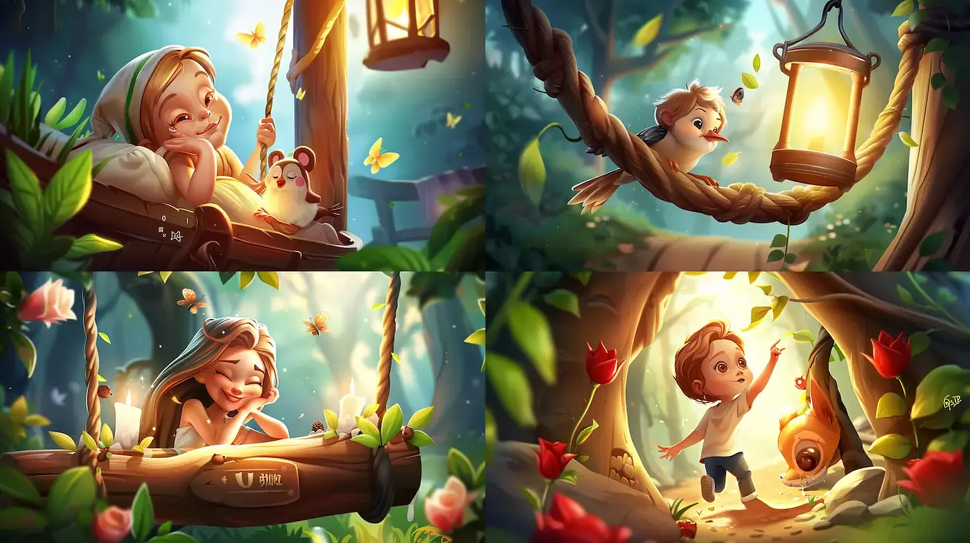 Whimsical and Enchanted Forest Aesthetic with Childlike Charm - Midjourney sref style