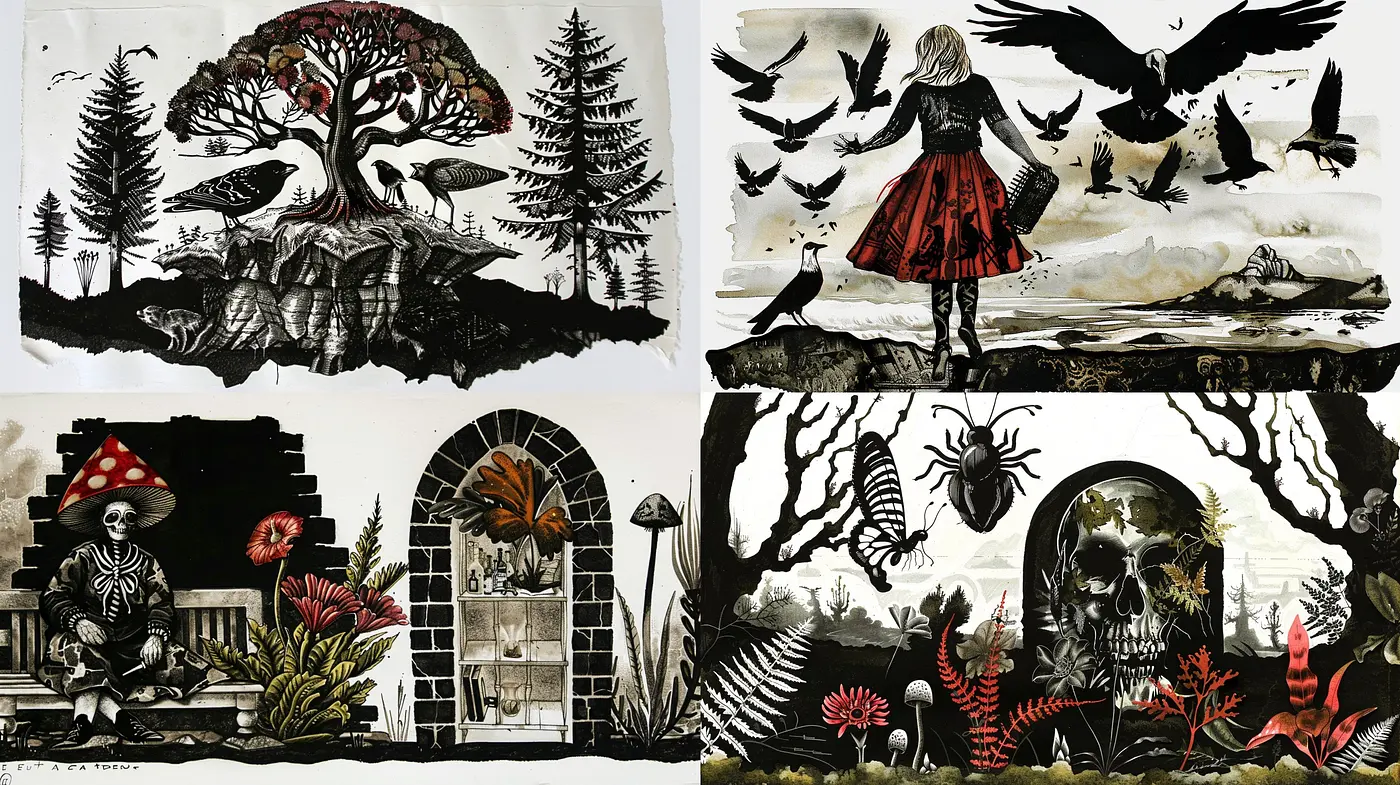 Gothic Fusion of Natural and Fantastical with a Touch of the Macabre - Midjourney sref style