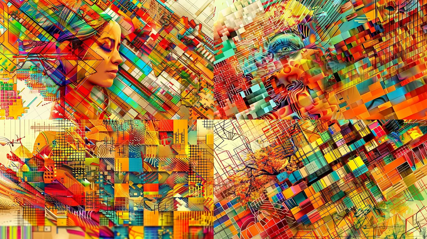 Dynamic Abstract Fusion with a Retro Essence - Midjourney sref style
