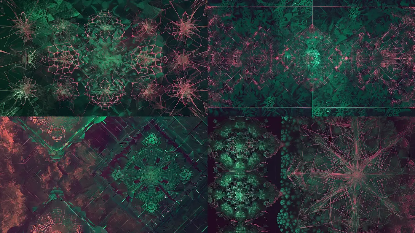 Intricate and Ethereal Fractal Patterns with a Dark, Mystical Ambiance - Midjourney sref style