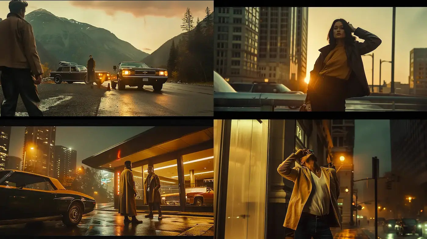 Cinematic Urban Nostalgia with Vintage Aesthetic - Midjourney sref style