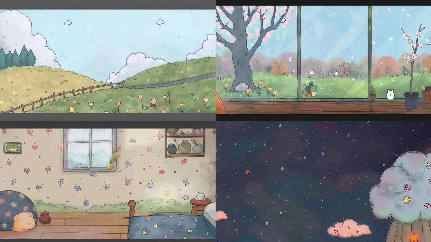 Whimsical Storybook Illustrations in Pastel Hues - Midjourney sref style