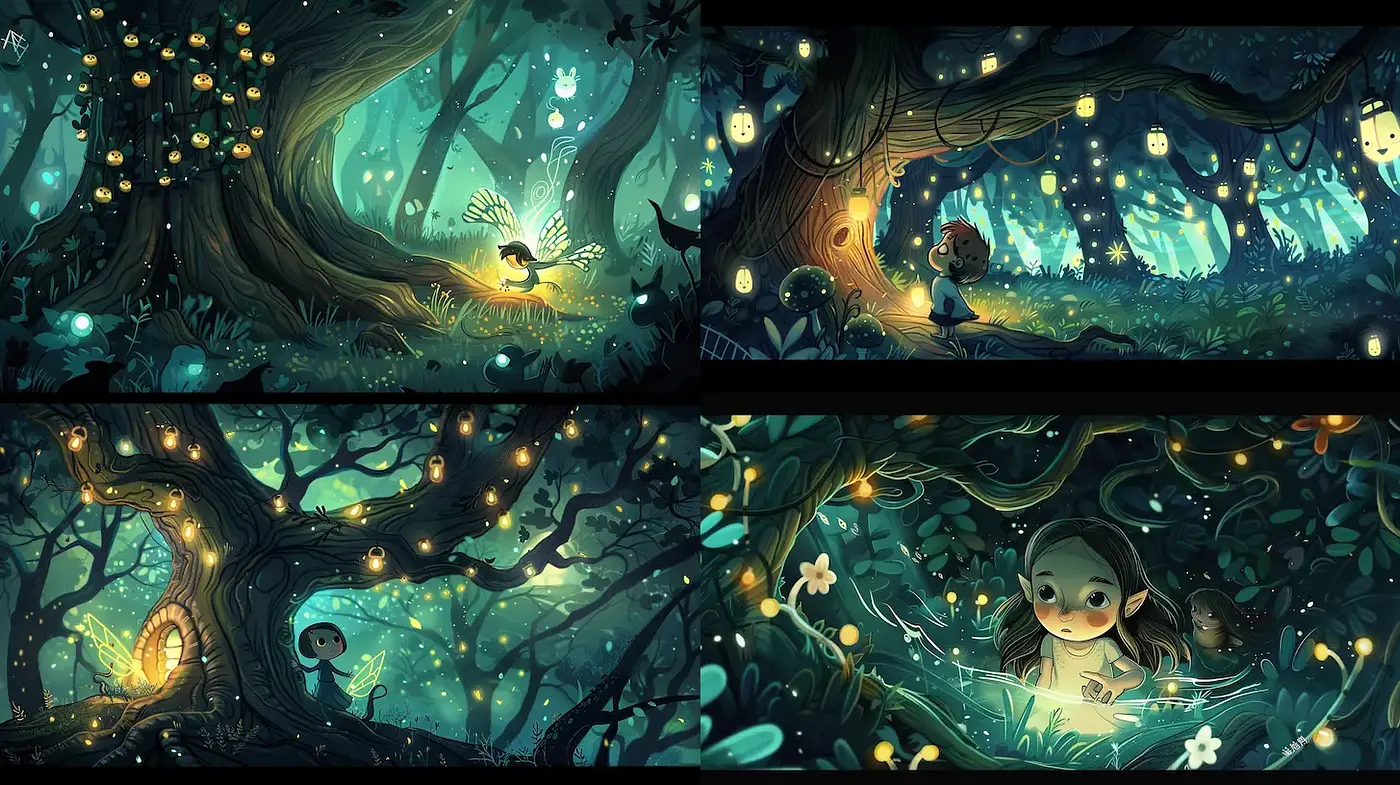 Whimsical Enchanted Forest with a Dreamlike Ambiance - Midjourney sref style