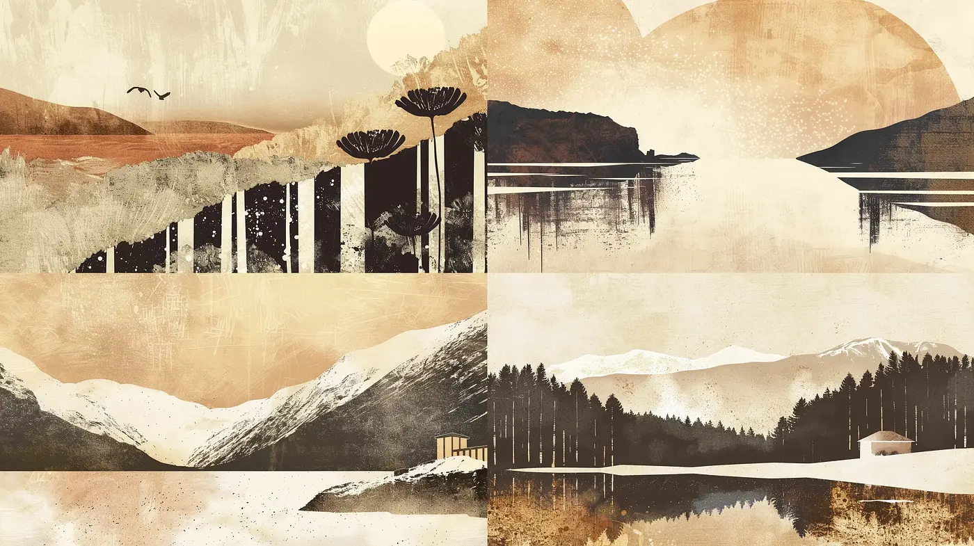 Rustic Textured Serenity in Earth Tones - Midjourney sref style