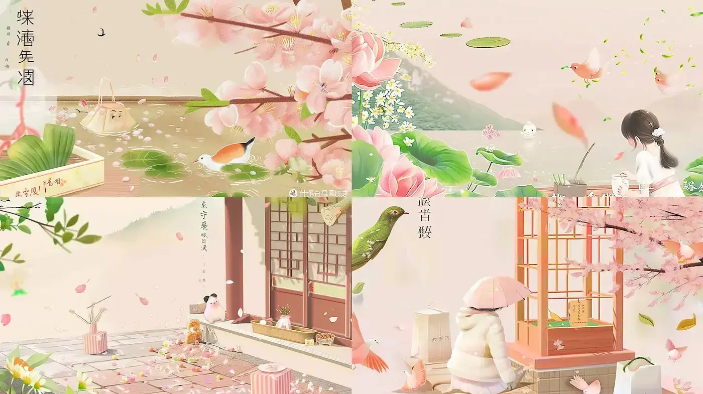 Whimsical and Serene Nature Aesthetics with Soft Color Tones - Midjourney sref style