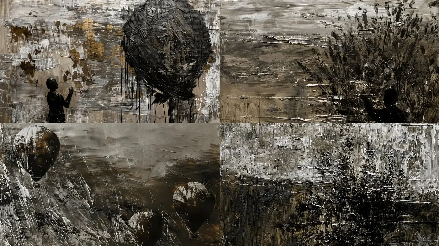 Monochromatic Texture Exploration in Abstract Expressionism - Midjourney sref style