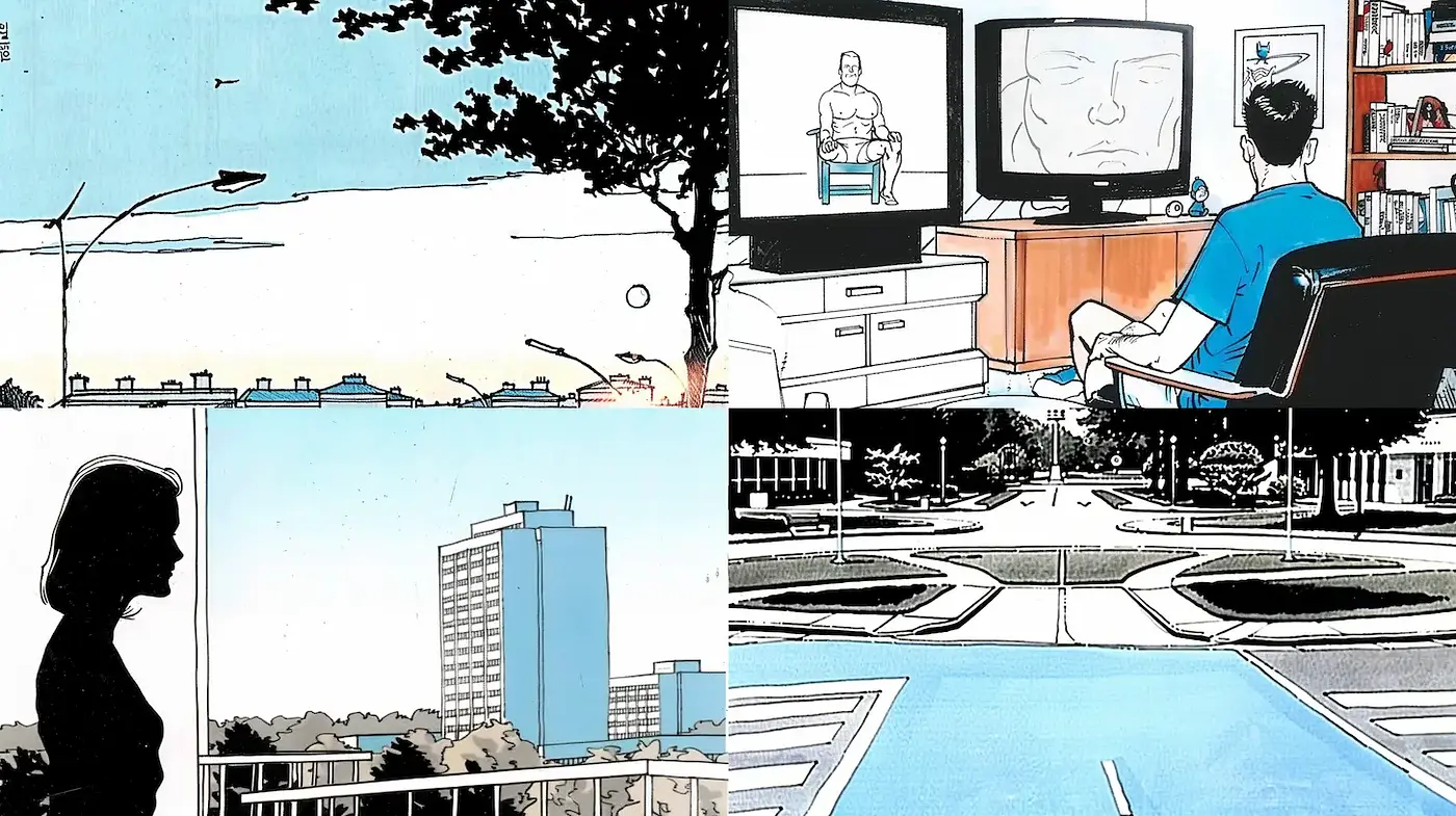 Stylized Scenes with a Graphic Narrative and Contemporary Aesthetic - Midjourney sref style