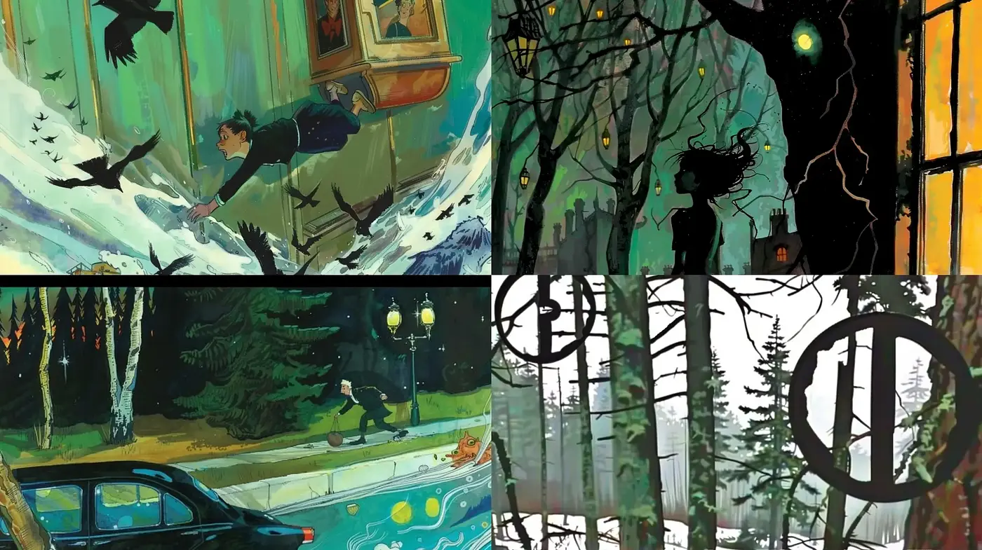 Ethereal Twilight: A Moody Fusion of Comics and Expressionist Art - Midjourney sref style