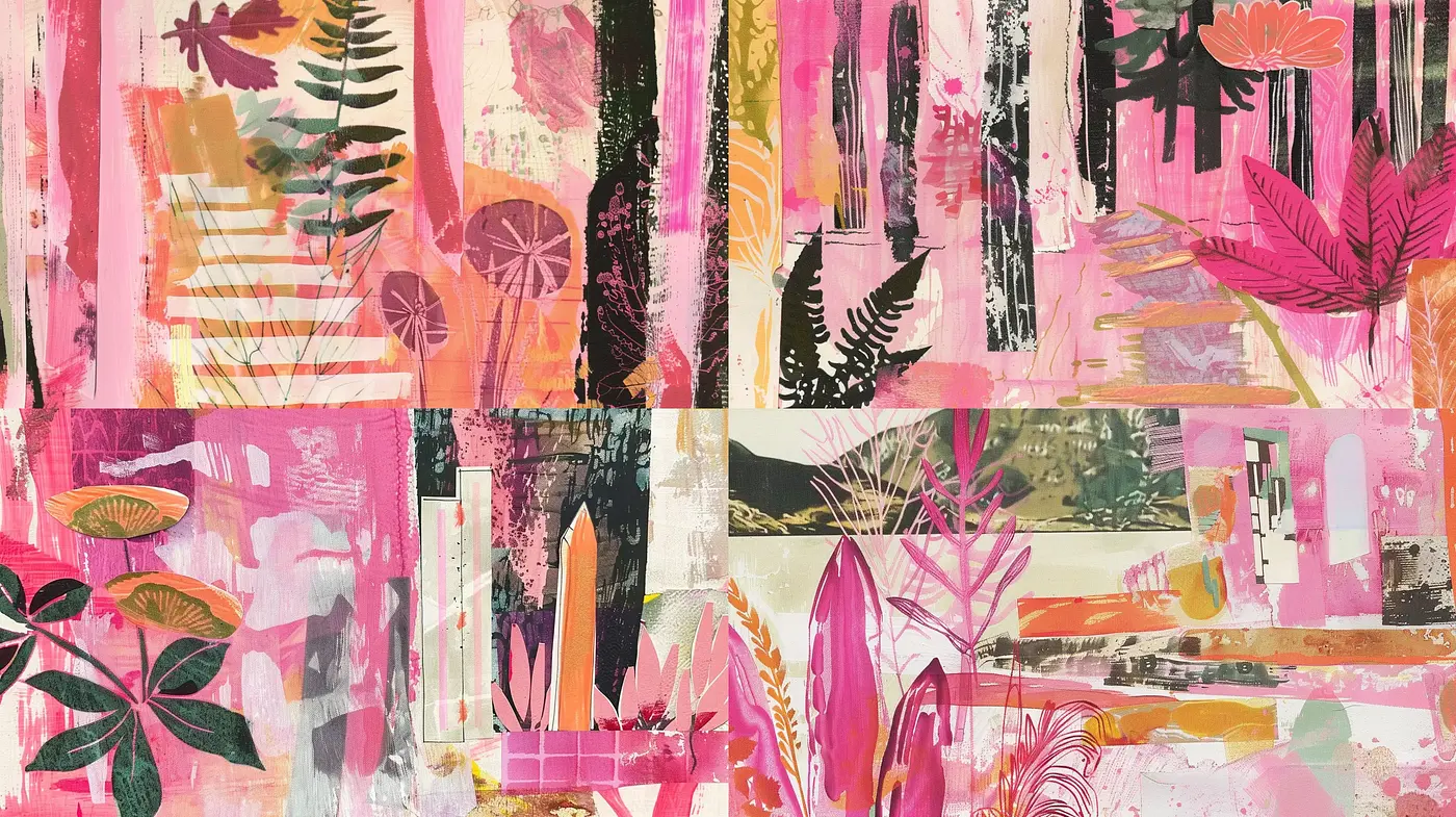Tropical Botanical Abstraction in Warm Sunset Hues - Midjourney sref style