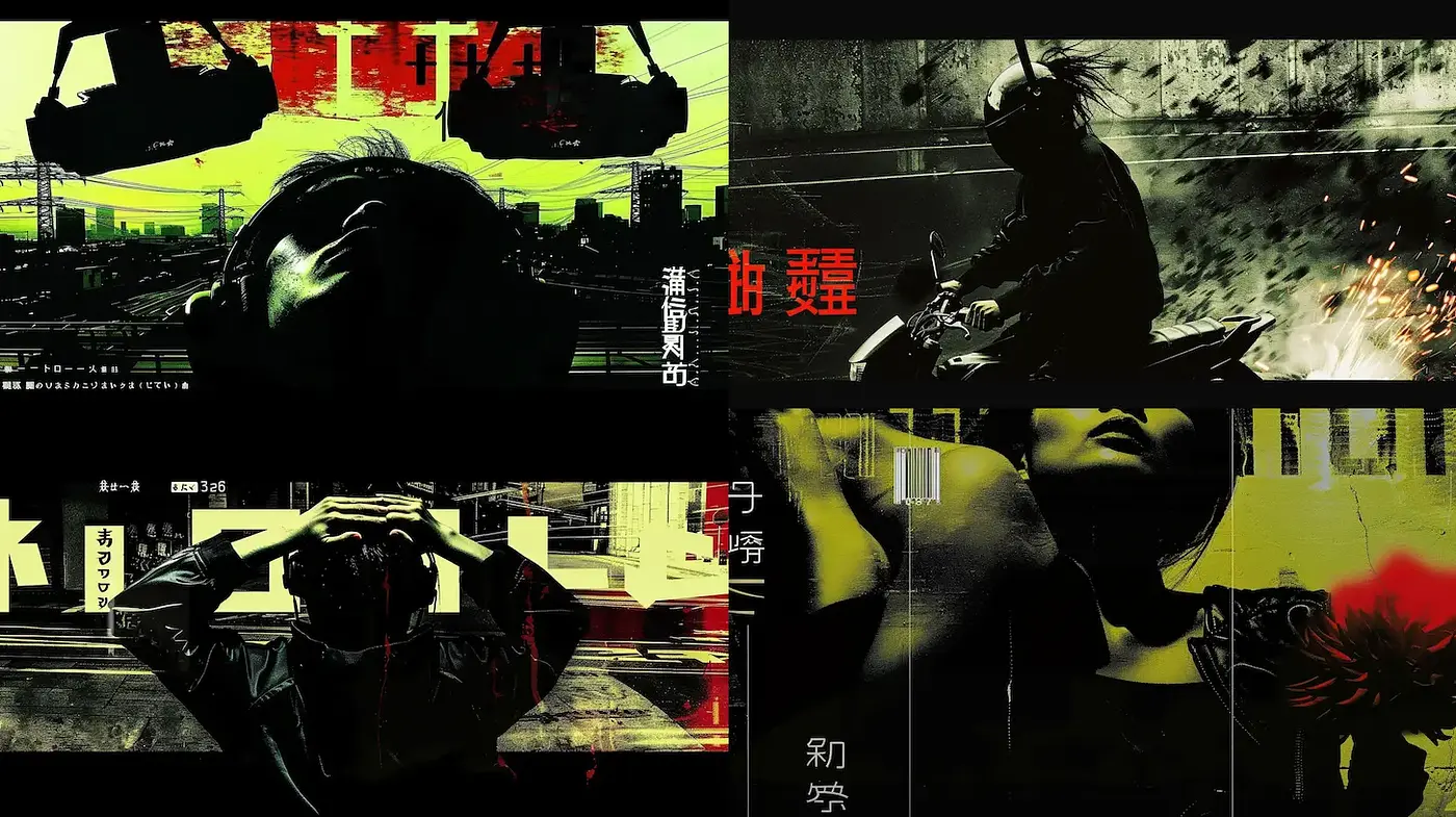 Futuristic Cyberpunk Aesthetic with Dynamic Composition - Midjourney sref style