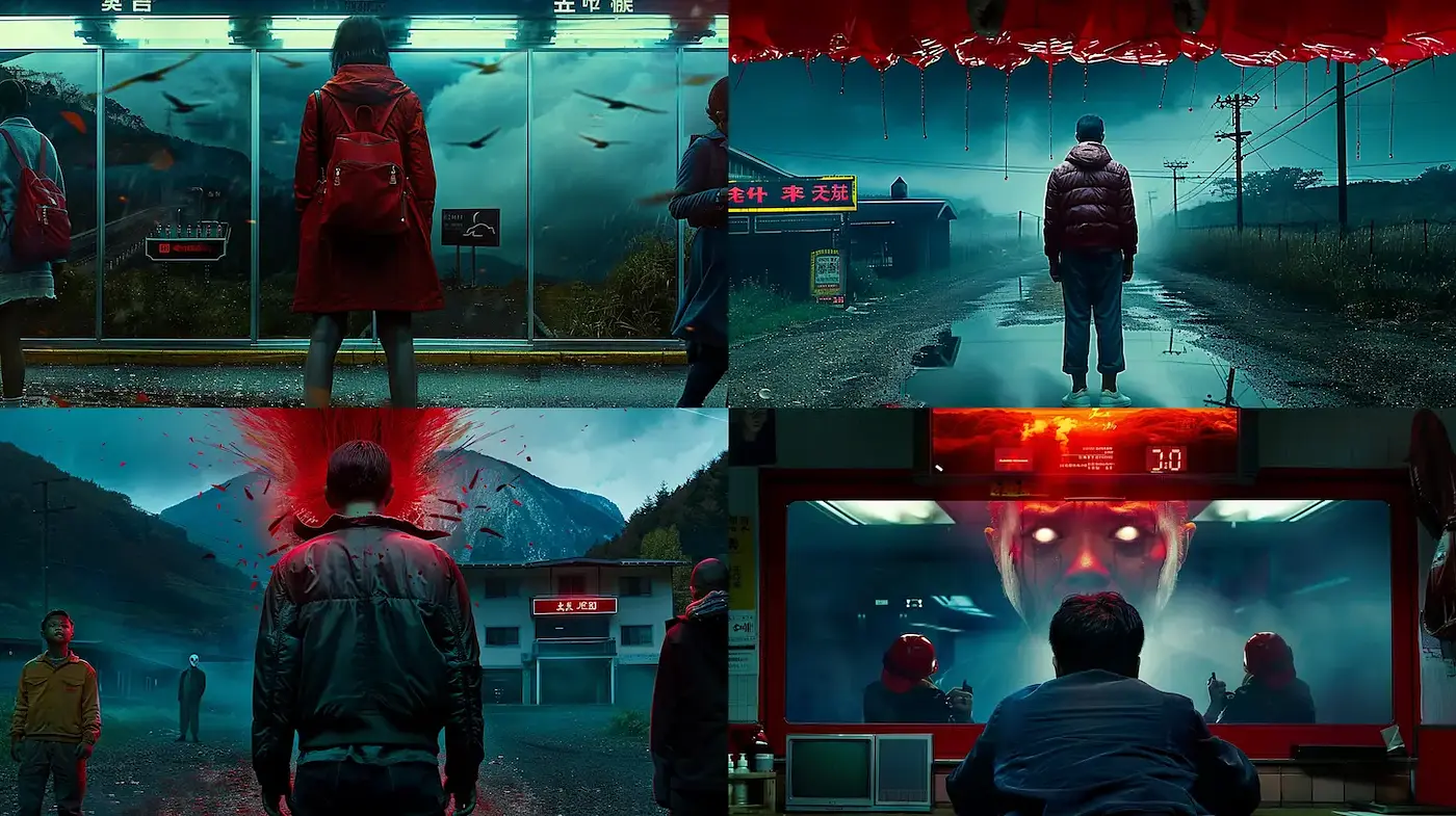 Dark, atmospheric visuals with surreal elements - Midjourney sref style