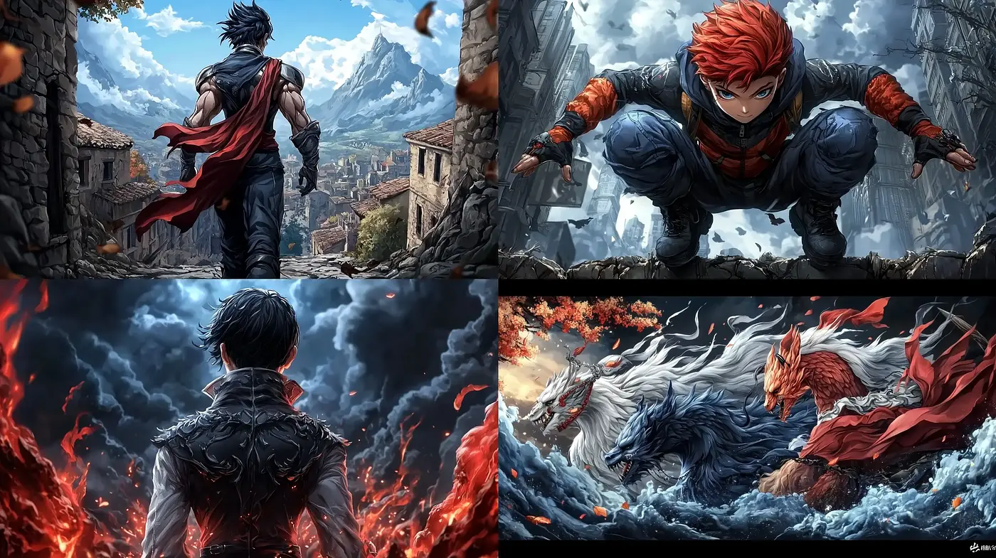 Epic Heroism in Dynamic Action Frames - Midjourney sref style