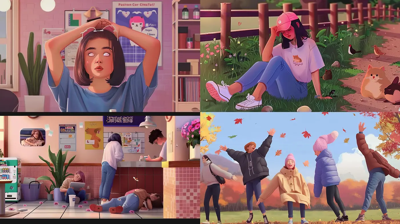 Consistently Warm and Nostalgic Digital Illustration Series - Midjourney sref style