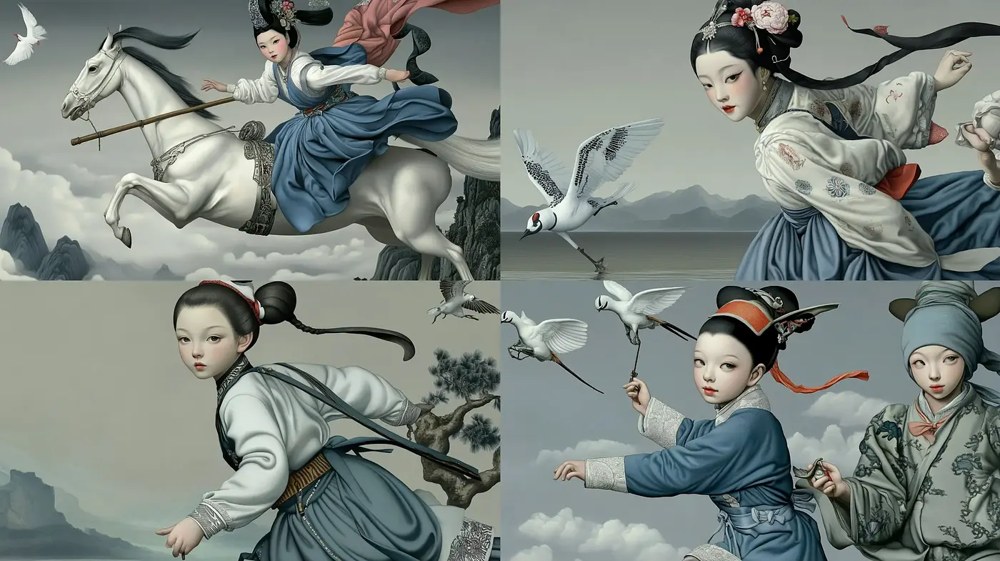 Ethereal Elegance in a Mythological Eastern Dreamscape - Midjourney sref style