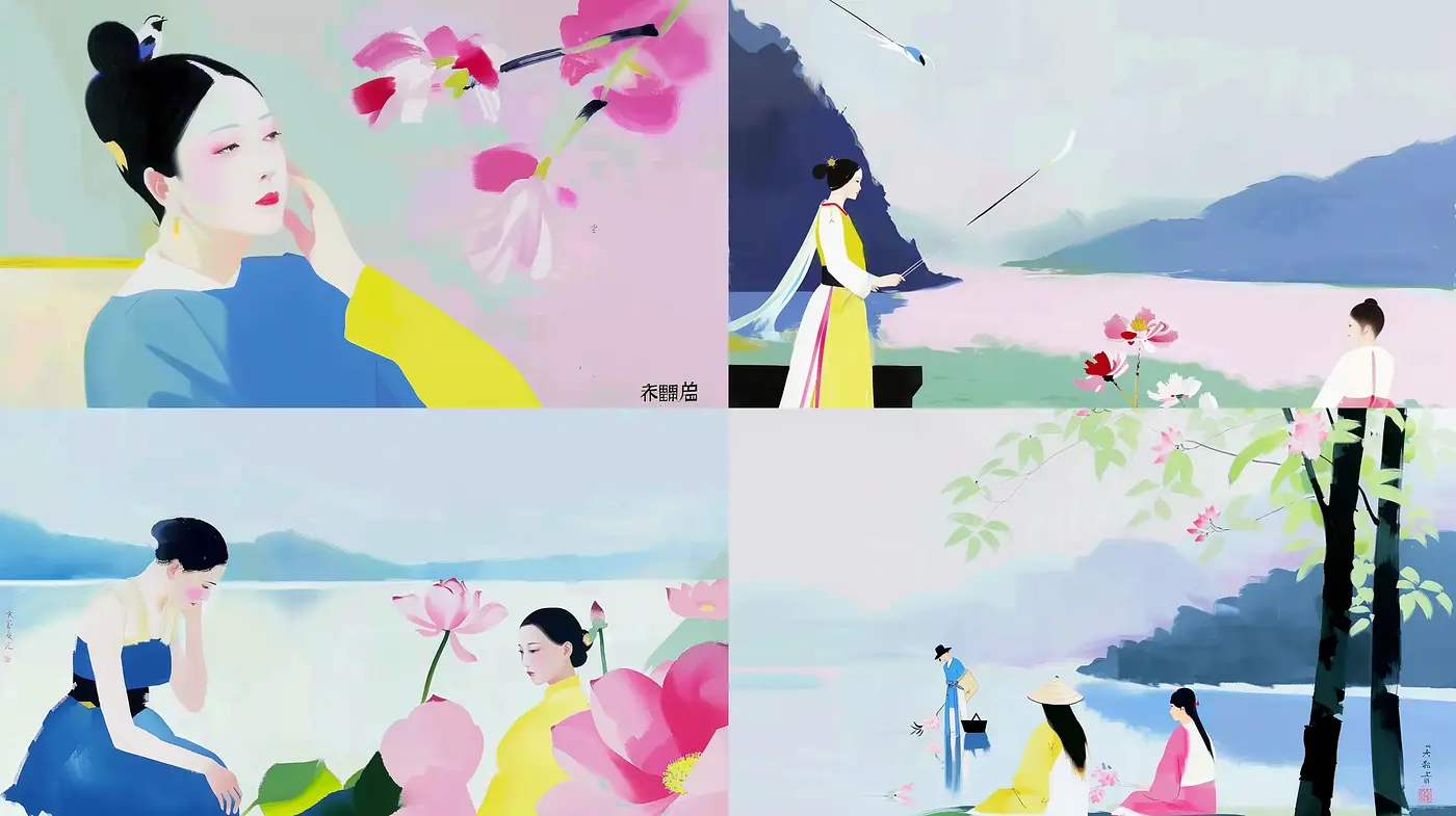 Serene Expressionism Inspired by East Asian Elegance - Midjourney sref style