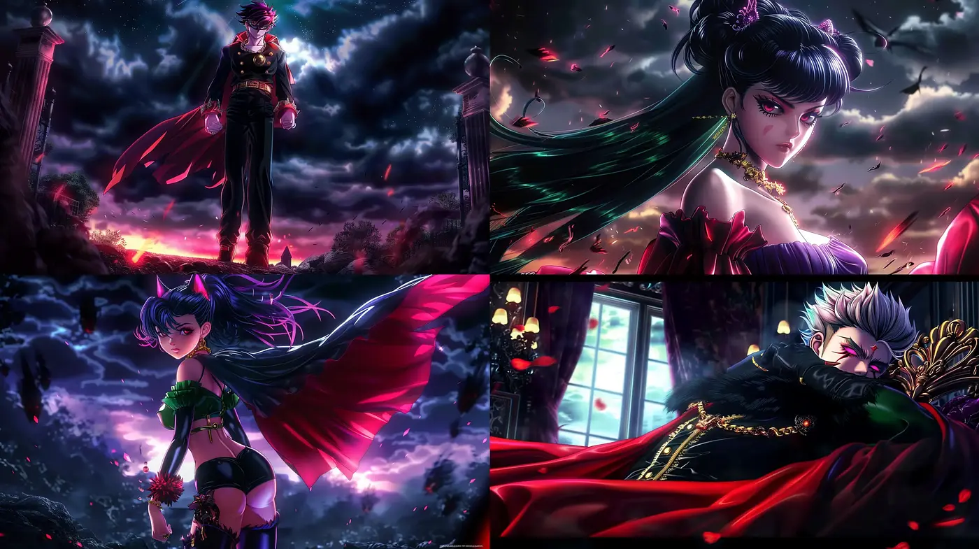 Gothic Elegance in a Twilight Dreamscape: A Homage to Anime and Fantasy Realism - Midjourney sref style