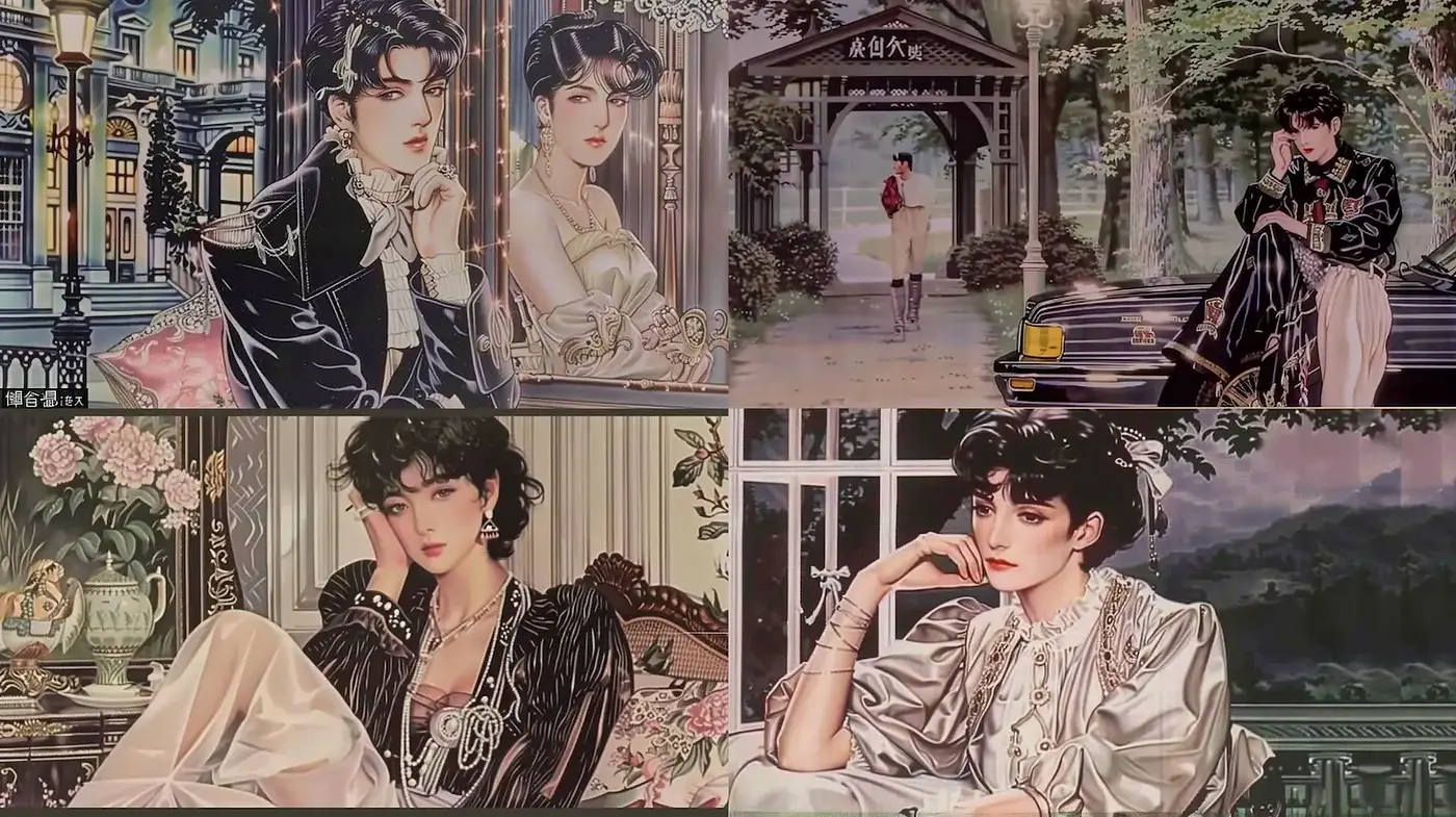 Elegant and Nostalgic Illustration with Art Deco Influences - Midjourney sref style