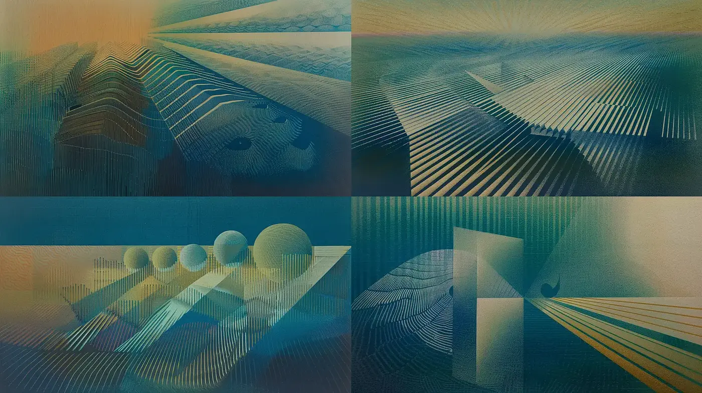 Abstract Geometric Composition with Futuristic Elements - Midjourney sref style