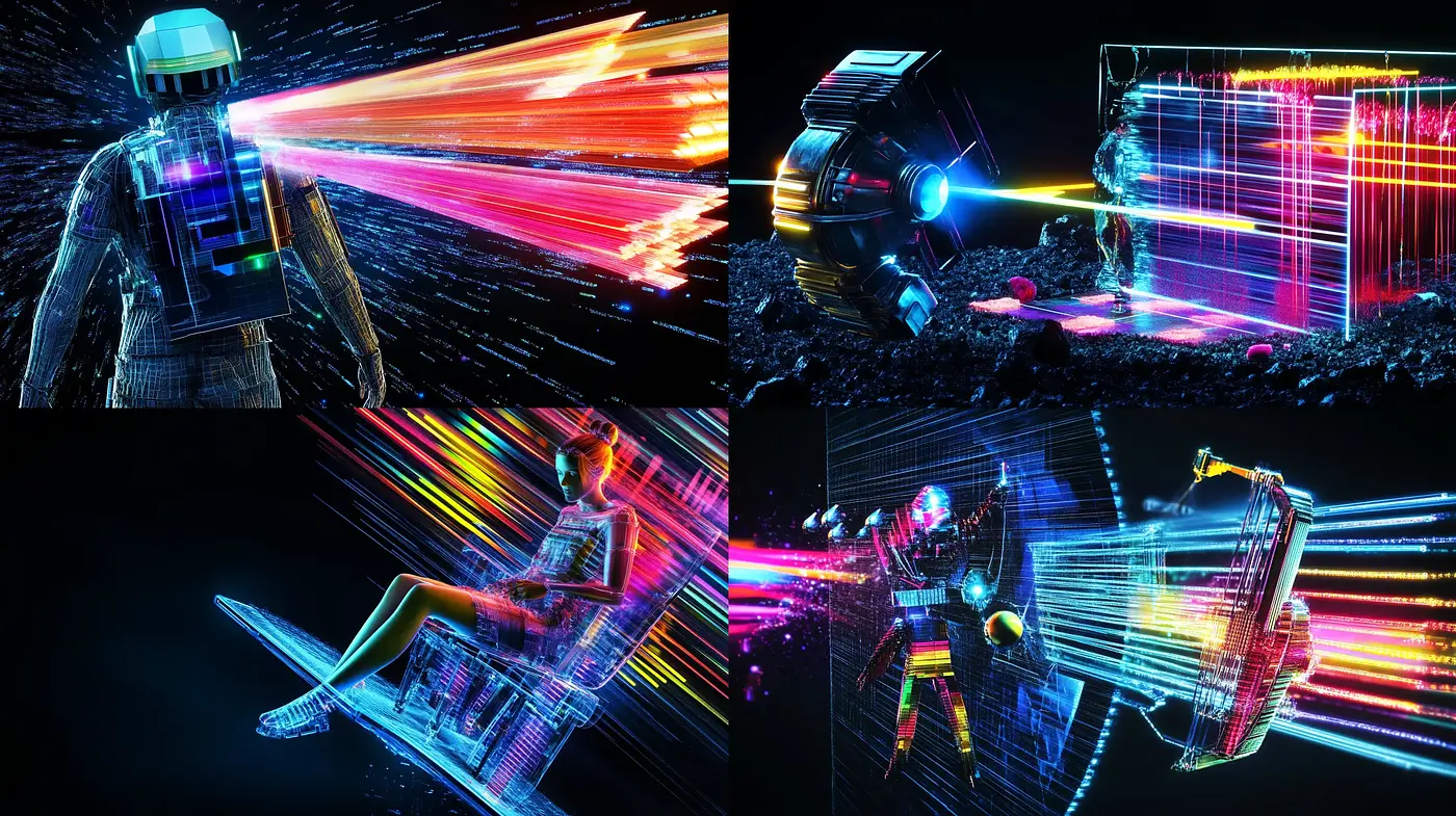 Neon Cybernetic Synesthesia: A Fusion of Digital Artistry and Luminous Spectacle - Midjourney sref style