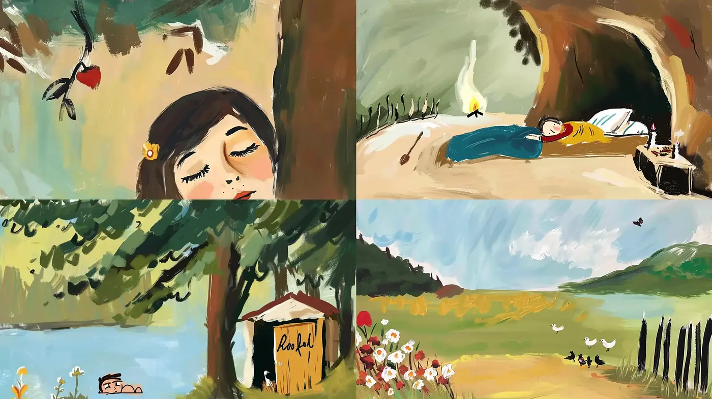 Whimsical Brushstrokes Conveying Lyrical Landscapes and Tender Moments - Midjourney sref style