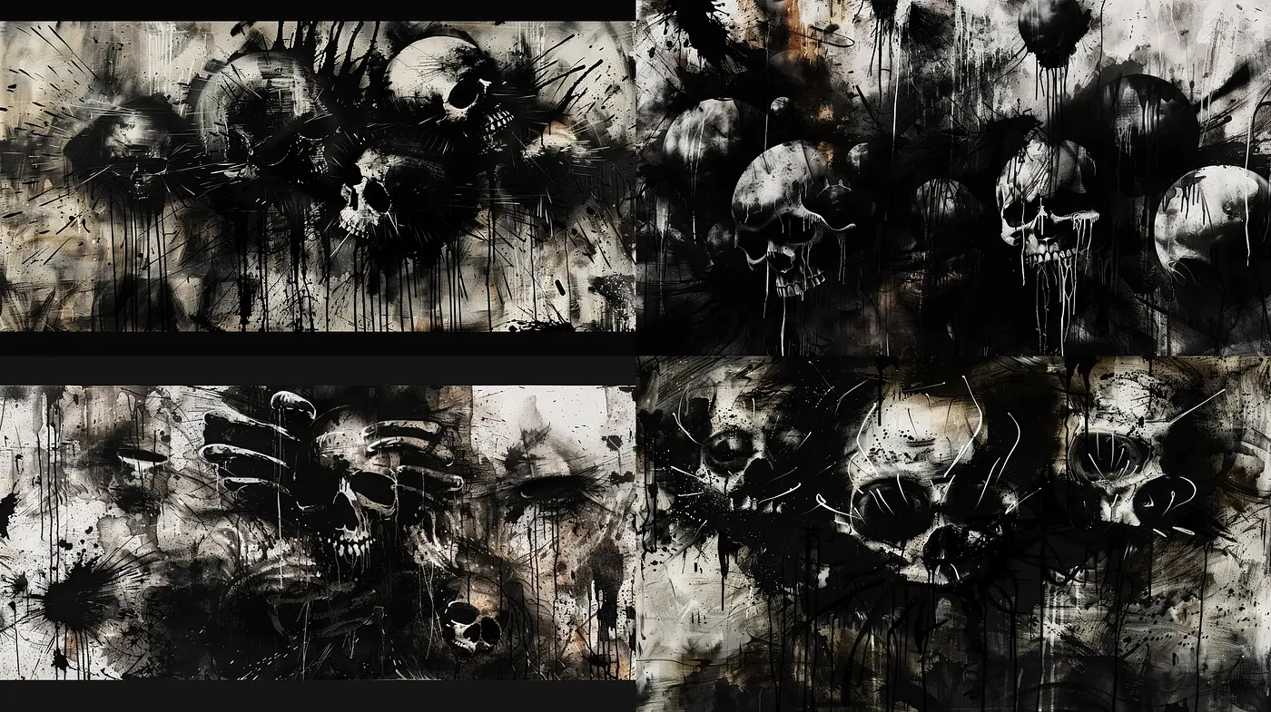 Gothic Abstract Expressionism with Dark Surreal Undertones - Midjourney sref style