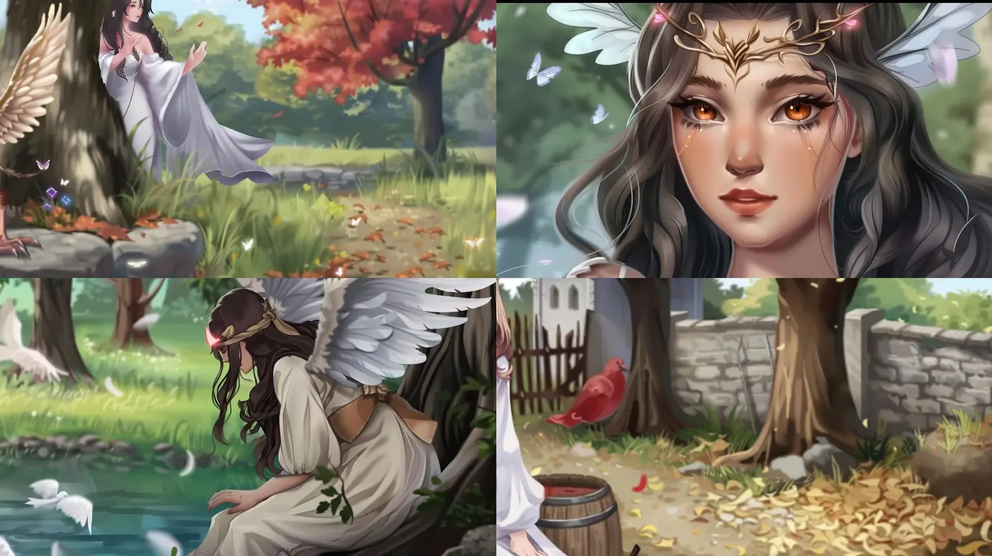 Enchanted Serenity in Autumnal Hues: A Fusion of Classic Fantasy with Nature's Palette - Midjourney sref style