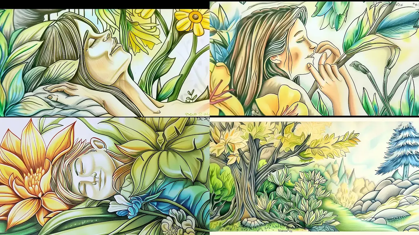 Whimsical and Lush Botanical Illustrations with a Dreamlike Quality - Midjourney sref style