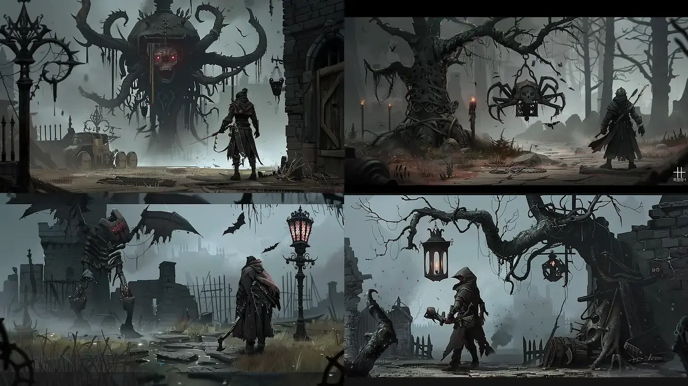 Dark Fantasy Artwork with Gothic Elements - Midjourney sref style