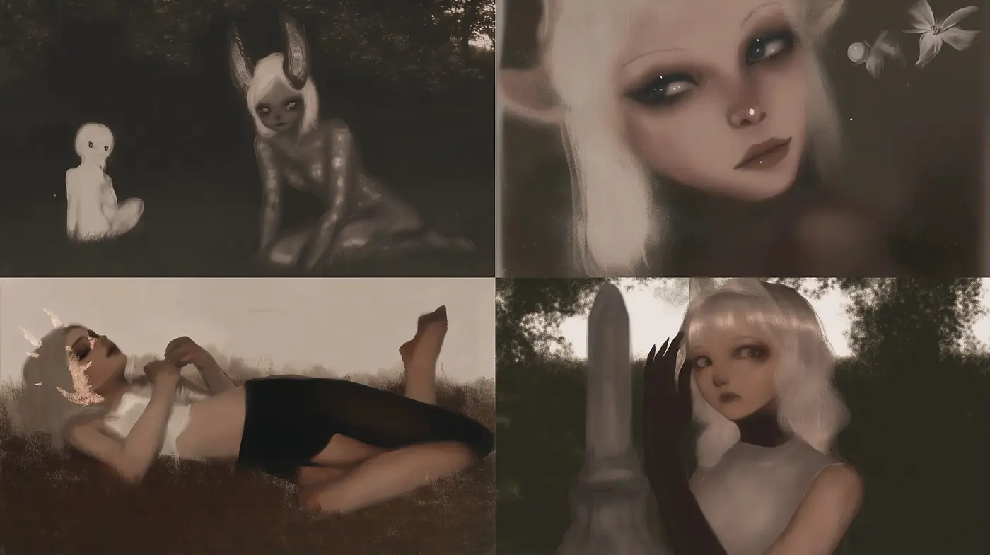 Ethereal Nocturne: A Dusk-Tinged Dreamworld in Sepia Shades - Midjourney sref style