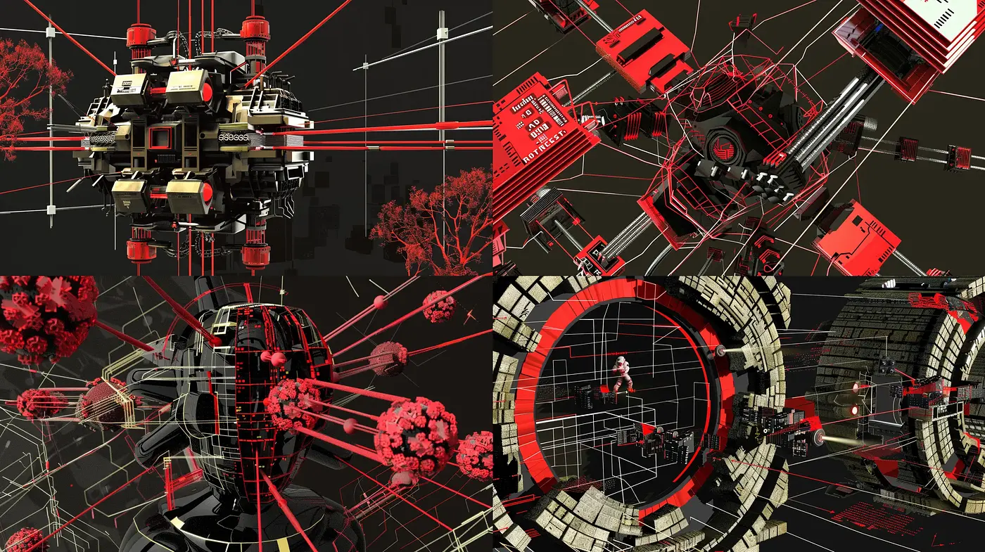 Abstract Technical Exploration with a Retrofuturistic Edge - Midjourney sref style