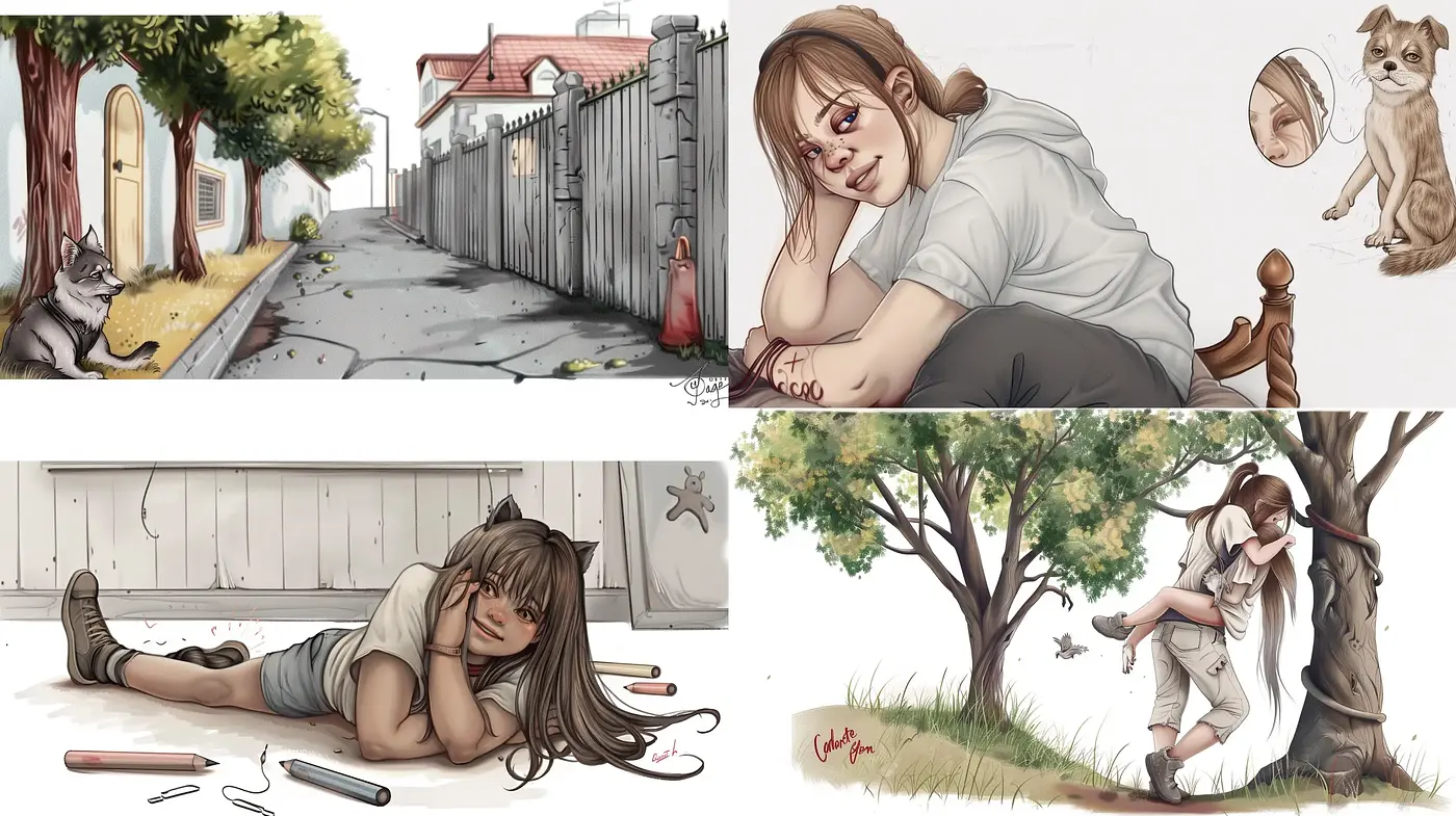 Soothing Earth-Toned Illustrative Consistency with a Modern Graphic Novel Appeal - Midjourney sref style