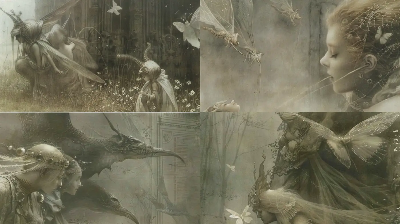 Ethereal Dreamscape in Sepia Tones - Midjourney sref style