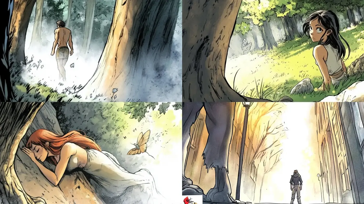 Enchanted Forest Whispers: An Illustrative Journey of Warm Hues and Dreamy Landscapes - Midjourney sref style