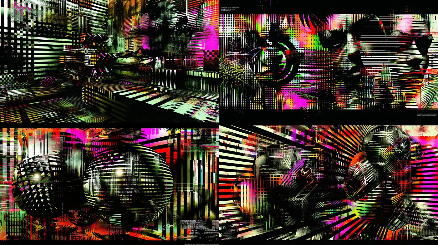 Digital Synesthesia: An Abstract Collision of Neon and Geometry - Midjourney sref style