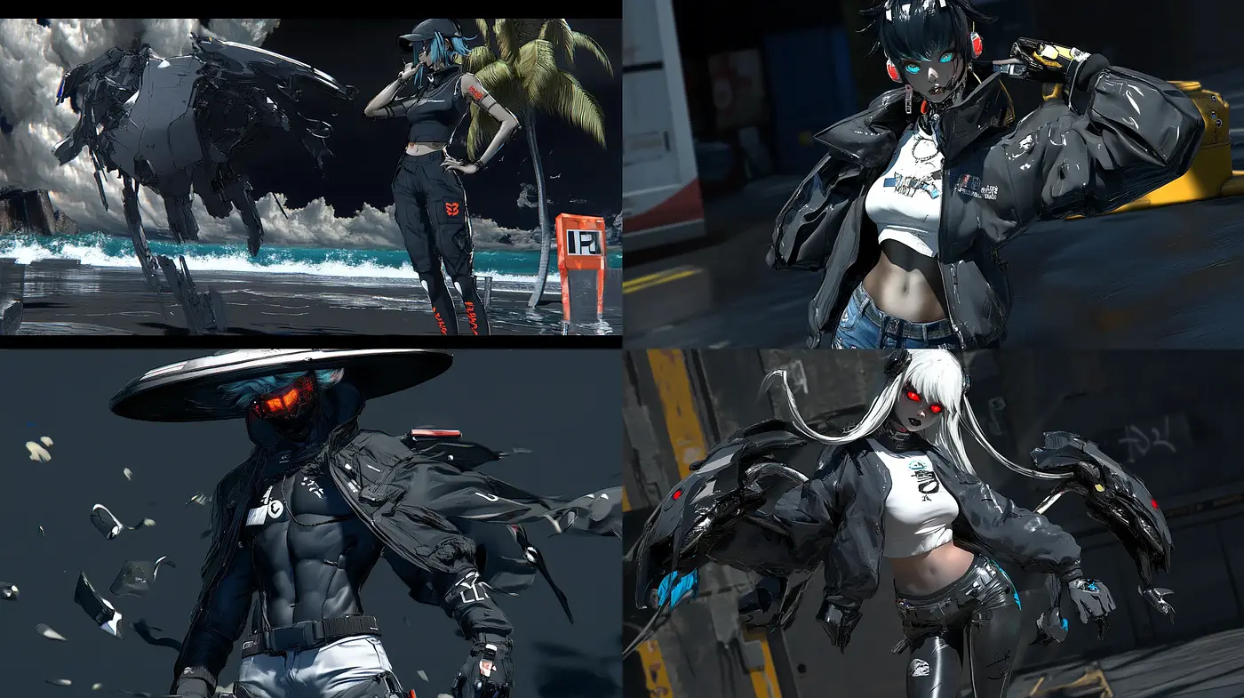 Futuristic Cybernetic Elegance with a Dark and Edgy Aesthetic - Midjourney sref style
