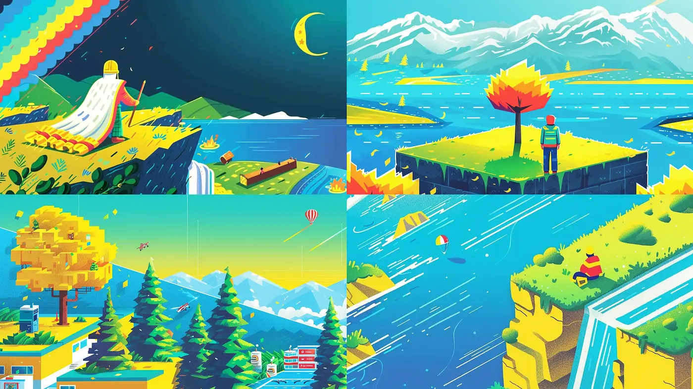 Vibrant Escapism: A Surreal Journey Through Stylized Landscapes - Midjourney sref style