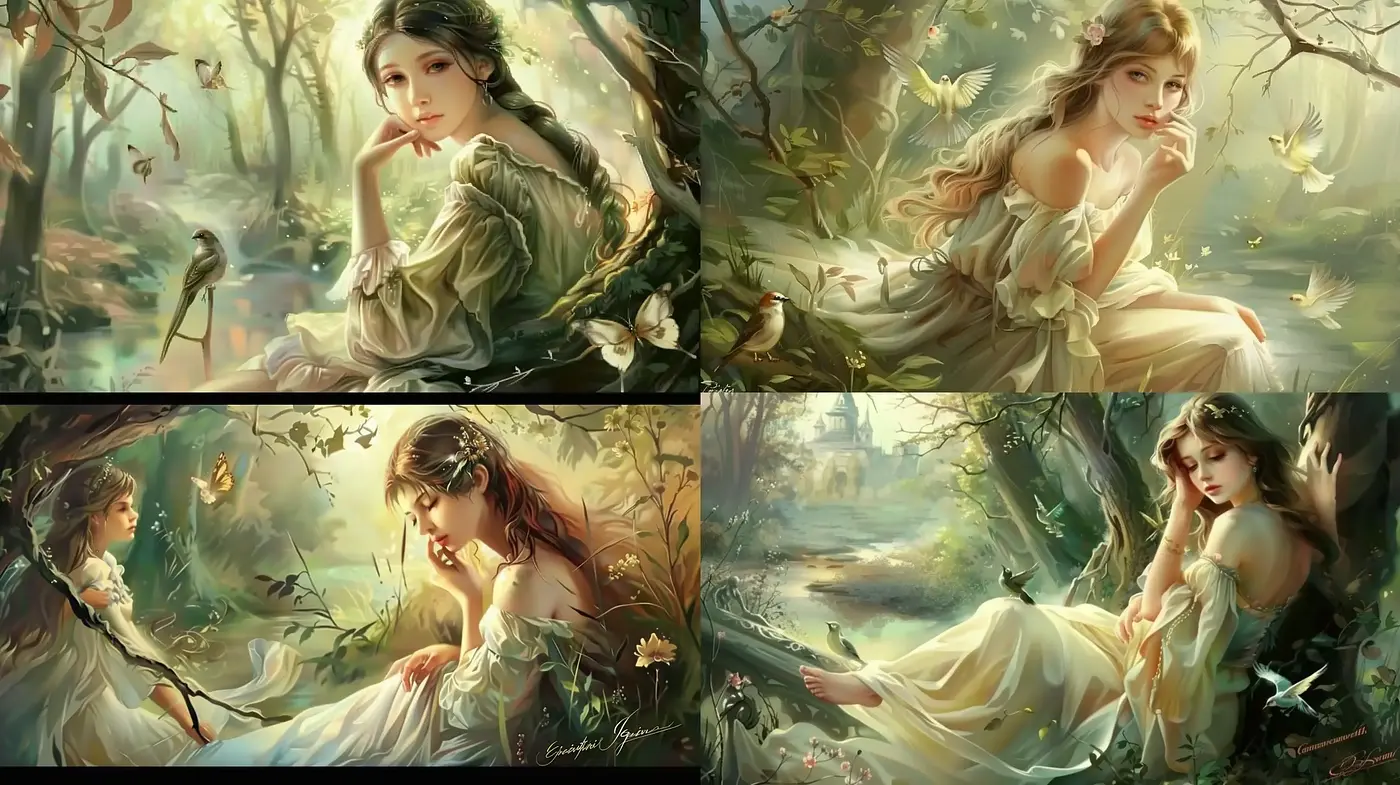 Ethereal Enchantment - A Homage to Romantic Naturalism and Mythical Elegance - Midjourney sref style